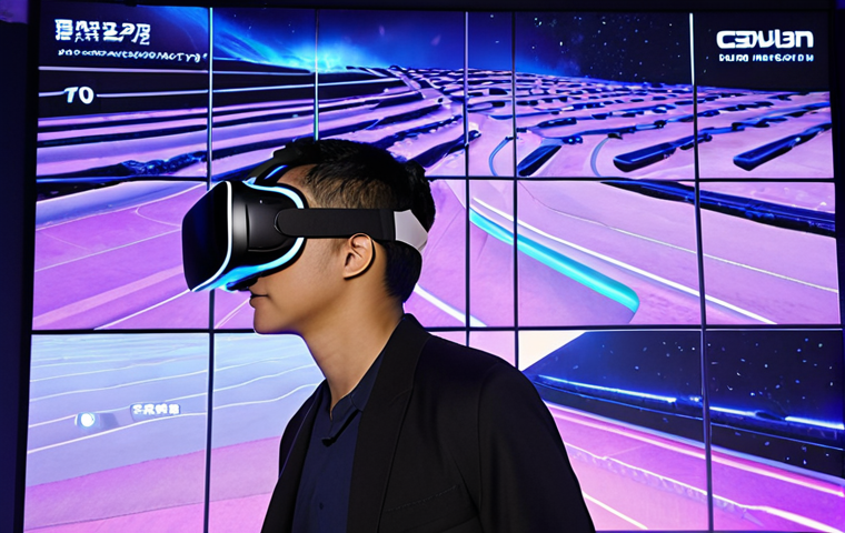 A dynamic, futuristic scene showcasing the "デジタル融合" (digital fusion) of a next-generation brand experience. In a sleek, modern event space, diverse individuals are seamlessly interacting with advanced technology. Some wear minimalist VR/AR headsets, immersed in vivid product simulations or virtual worlds. Others engage with large, transparent LED screens displaying interactive "ハイブリッドイベント" (hybrid event) content, where real-time online questions from "オンライン参加者" (online participants) blend with "オフラインの感動" (offline emotion). Glowing lines and particles connect physical attendees with digital projections, symbolizing "熱" (excitement) and "繋がり" (connection) across boundaries. The atmosphere is vibrant and evokes a sense of "没入感" (immersion) and cutting-edge innovation. Subtle Japanese characters (e.g., 次世代, 体験) could be integrated into the digital displays or architecture. High-tech, bright, seamless.