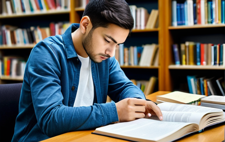 **

A focused student, fully clothed in casual but appropriate attire, studying diligently at a desk covered with textbooks and notes. The background is a well-lit, organized library. The overall atmosphere is one of quiet concentration and learning. safe for work, appropriate content, professional, modest, family-friendly, perfect anatomy, correct proportions, natural pose, well-formed hands, proper finger count, natural body proportions, high quality.

**