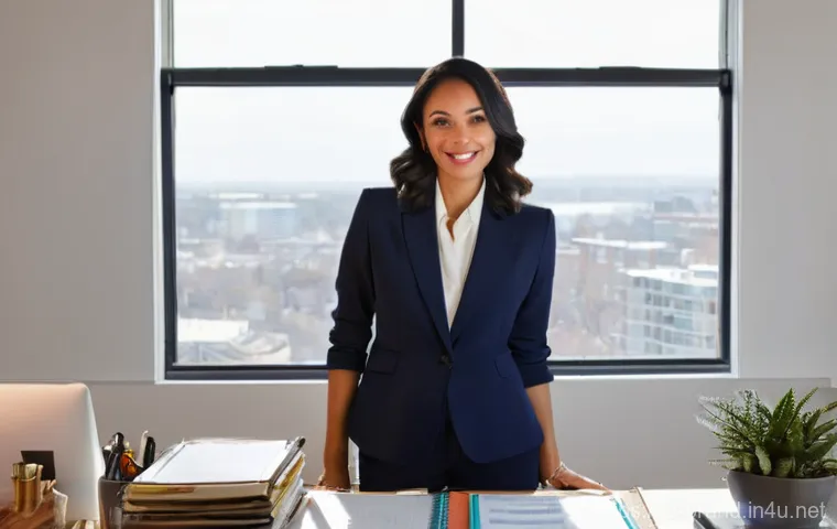 브랜드 커뮤니케이션 전문가의 슬럼프 극복법 - **Prompt:** A young professional woman, in her late 20s to early 30s, sits serenely on a park bench ...