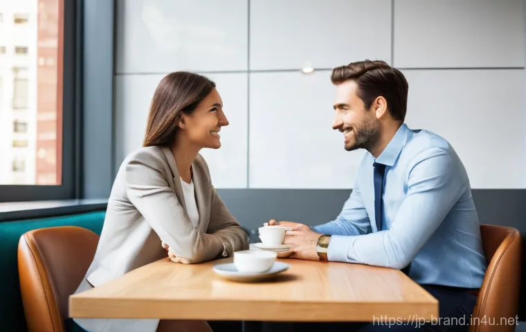 브랜드 커뮤니케이션 전문가의 슬럼프 극복법 - **Prompt:** A poised and confident professional woman, in her mid-30s, stands beside a clean, modern...