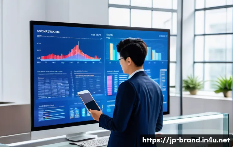 브랜드 커뮤니케이션에서 크리에이티브 활용법 - A sleek, modern digital marketing workspace featuring a Japanese professional in business casual att...