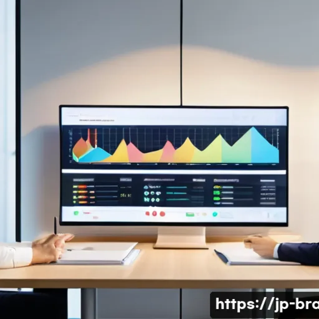 브랜드 커뮤니케이션 직무와 업무 자동화 - A modern Japanese office environment showcasing a diverse team of young professionals collaborating ...