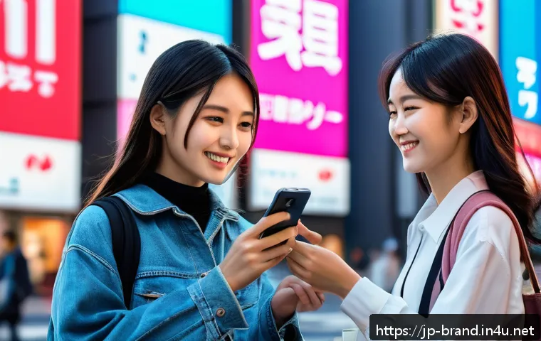 브랜드 커뮤니케이션 직무 경험담 - A modern Japanese marketing team in a bright office space, collaborating on social media strategy; d...