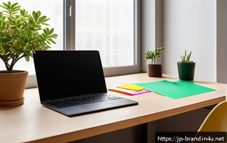 브랜드 커뮤니케이션 전문가의 시간 관리 노하우 - A modern Japanese home office setup showcasing a clean and organized desk with a sleek laptop displa...